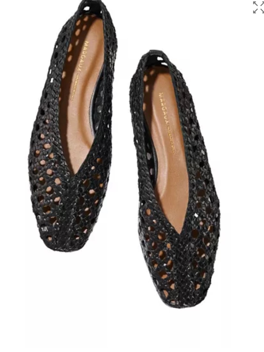 Margaux Black Handwoven Pointed-Toe Flats